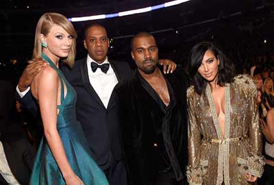 What to make of it? Kanye West and Taylor Swift with Kim Kardashian...